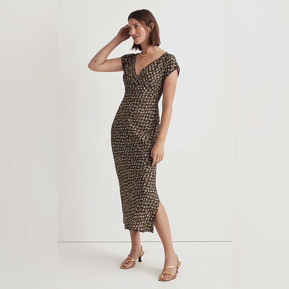 Madewell - Wide V-Neck Midi Dress - Size 8